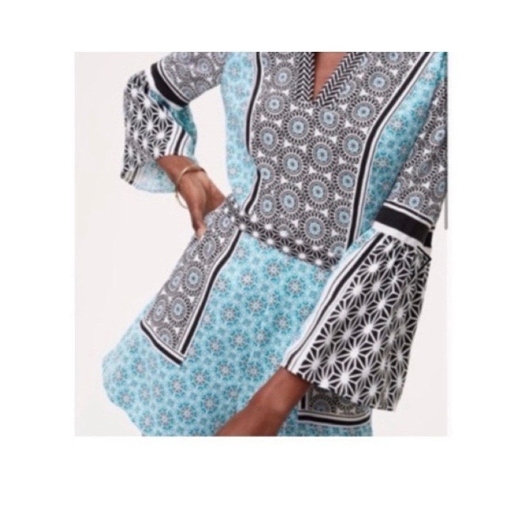 Loft Sand Dollar Bell Sleeve Romper In Radiant Teal - Picture 7 of 7